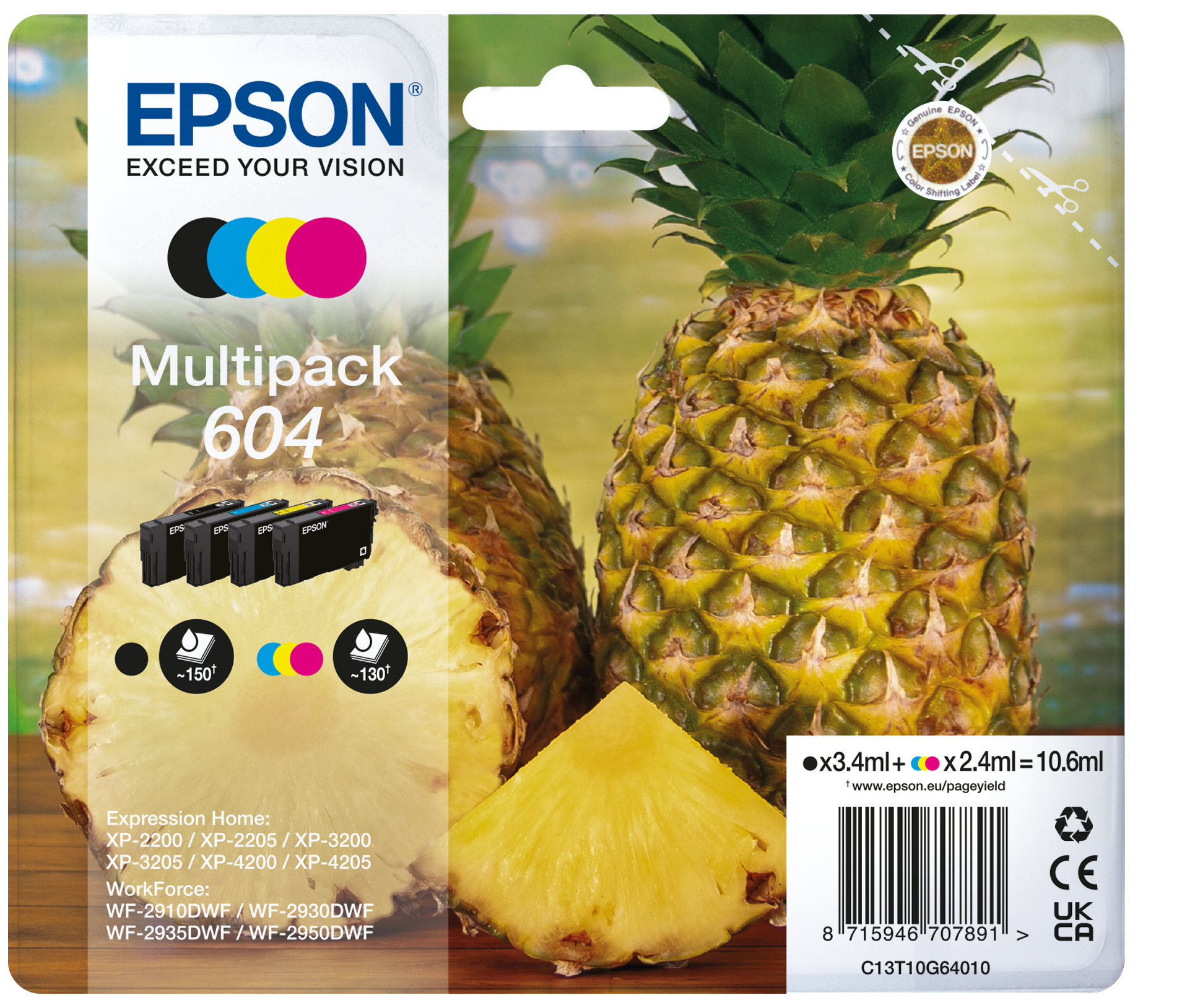 Epson 604 T10G640 C13T10G64010 barevná (CMYK) sada originální cartridge