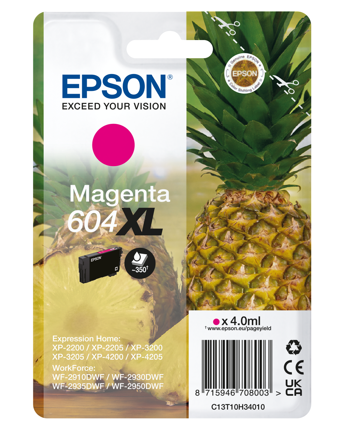 Epson 604XL T10H340 C13T10H34010 purpurová (cyan) originální cartridge