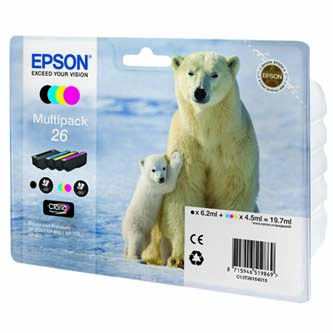 Epson 26 T2616 CMYK multipack originálna cartridge.
 
Prečo kúpiť našu originálnu náplň Epson?
 
 

Originálne cartridge = záruka priamo od výrobcu tlačiarne
100% použitie v tlačiarni - spoľahlivá a bezproblémová tlač
Použitím originálnej náplne predlžujete životnosť tlačiarne
Osvedčená špičková kvalita - jasný a čitateľný text, jemná grafika, kvalitnejšie obrázky
Použitie originálnej kazety ponúka rýchly a vysoký výkon a napriek tomu stabilné výsledky = EFEKTÍVNA TLAČ
Jednoduchá inštalácia a údržba
Zabezpečujeme bezplatnú recykláciu originálnych náplní
Garancia Vašej spokojnosti pri použití našej originálnej náplne
C13T26164020