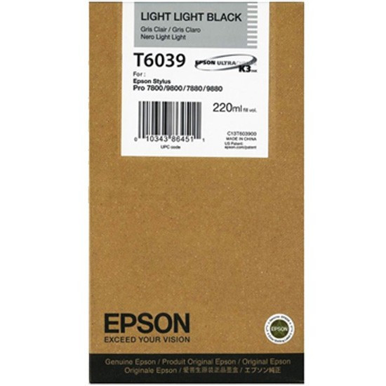 Epson C13T603900 světle světle čierna (light light black) originálna cartridge.
 
Prečo kúpiť našu originálnu náplň Epson?
 
 

Originálne cartridge = záruka priamo od výrobcu tlačiarne
100% použitie v tlačiarni - spoľahlivá a bezproblémová tlač
Použitím originálnej náplne predlžujete životnosť tlačiarne
Osvedčená špičková kvalita - jasný a čitateľný text, jemná grafika, kvalitnejšie obrázky
Použitie originálnej kazety ponúka rýchly a vysoký výkon a napriek tomu stabilné výsledky = EFEKTÍVNA TLAČ
Jednoduchá inštalácia a údržba
Zabezpečujeme bezplatnú recykláciu originálnych náplní
Garancia Vašej spokojnosti pri použití našej originálnej náplne
C13T603900