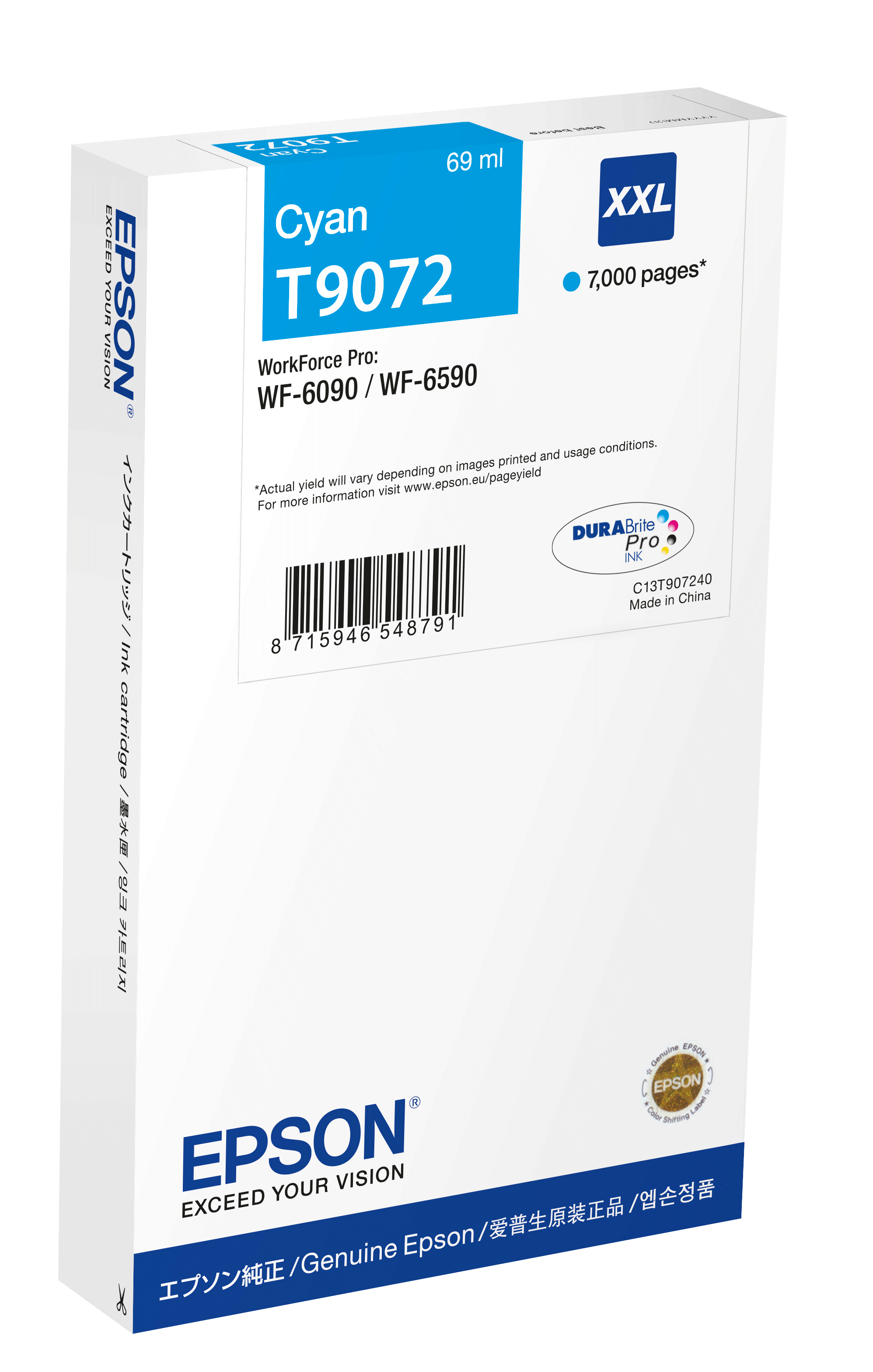 Epson T9082 XL C13T90824N azúrová (cyan) originálna cartridge.
   Originálne cartridge = záruka priamo od výrobcu tlačiarne 100% použitie v tlačiarni - spoľahlivá a bezproblémová tlač Použitím originálnej náplne predlžujete životnosť tlačiarne Osvedčená špičková kvalita - jasný a čitateľný text, jemná grafika, kvalitnejšie obrázky Použitie originálnej kazety ponúka rýchly a vysoký výkon a napriek tomu stabilné výsledky = EFEKTÍVNA TLAČ Jednoduchá inštalácia a údržba Zabezpečujeme bezplatnú recykláciu originálnych náplní Garancia Vašej spokojnosti pri použití našej originálnej náplne  Kód výrobcu: C13T90824N