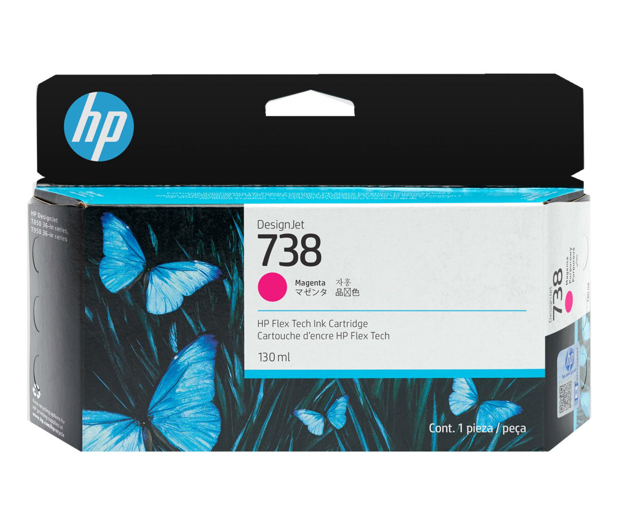 HP 738 498N6A purpurová (magenta) originální cartridge