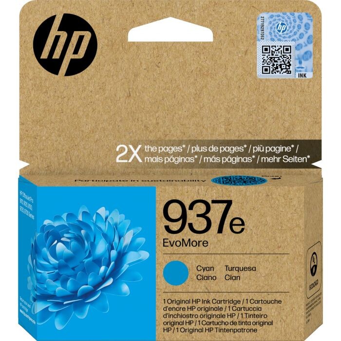 HP 937e 4S6W6NE EvoMore azurová (cyan) originální cartridge