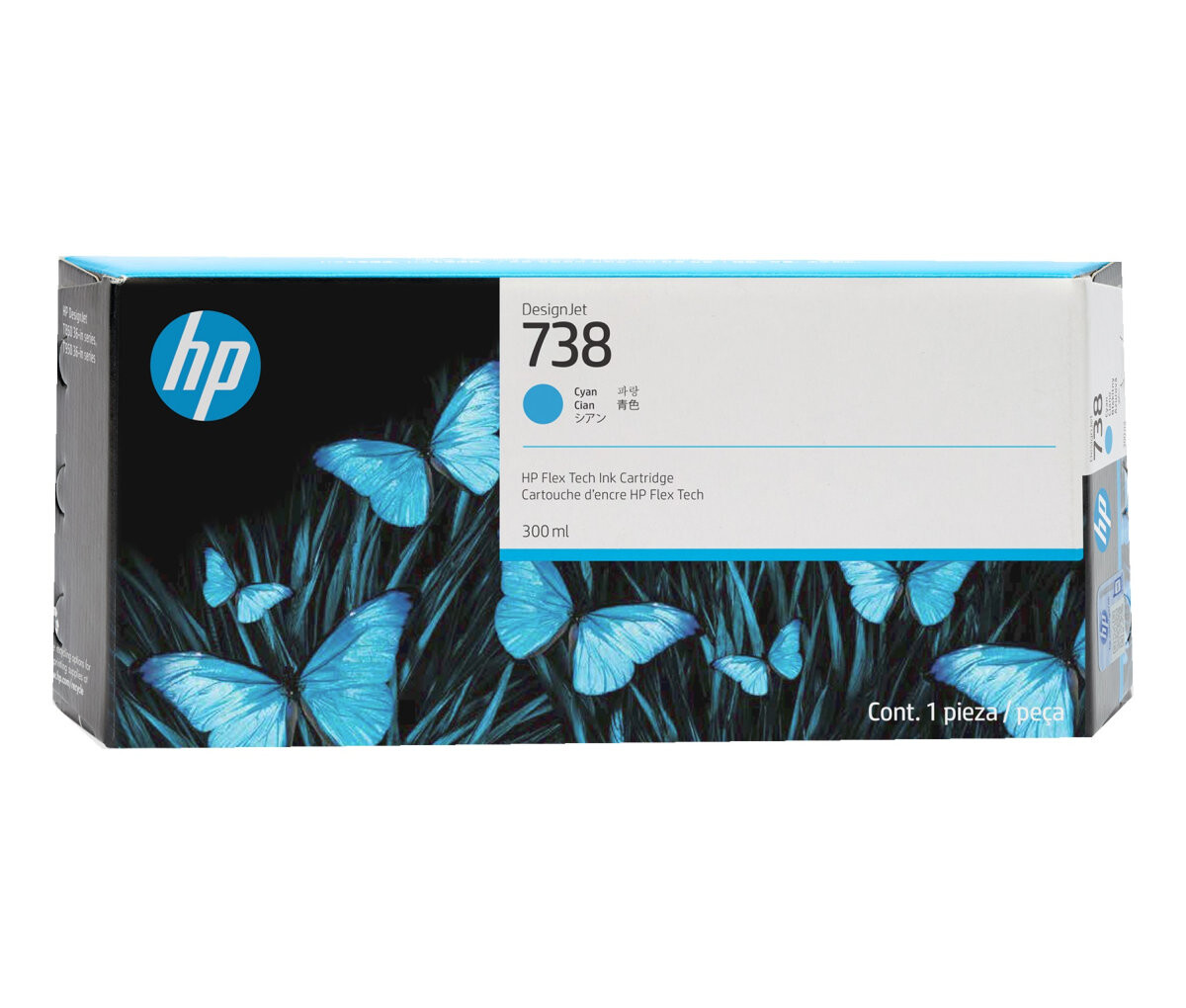 HP 738 676M6A azurová (cyan) originální cartridge