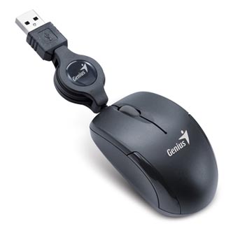 Levně Genius Myš Micro Traveler V2, 1200DPI, optická, 3tl., drátová USB, černá, Micro