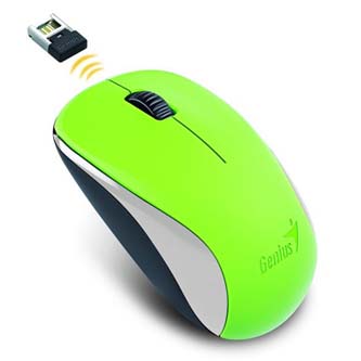 Levně Genius Myš NX-7000, 1200DPI, 2.4 [GHz], optická, 3tl., bezdrátová, zelená, Blue-Eye senzor