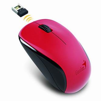 Levně Genius Myš NX-7000, 1200DPI, 2.4 [GHz], optická, 3tl., bezdrátová, červená, Blue-Eye senzor