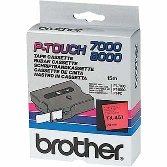 Brother TX-451, 24mm x 15m, černý tisk / červený podklad, originální páska