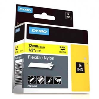 Dymo Rhino 18490, S0718080, 12mm x 3,5m černý tisk / žlutý podklad, originální páska