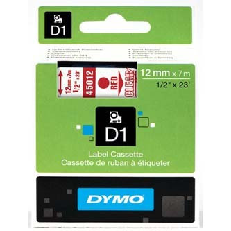 Dymo D1 45012, S0720520, 12mm x 7m, červený tisk / průhledný podklad, originální páska