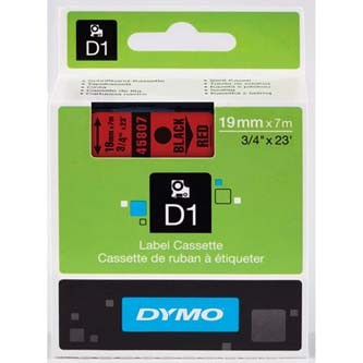 Dymo D1 45807, S0720870, 19mm x 7m, černý tisk/červený podklad, originální páska