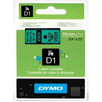 Dymo D1 45809, S0720890, 19mm x 7m, černý tisk/zelený podklad, originální páska