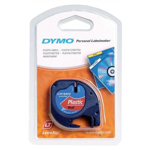 Dymo LetraTag 59424, S0721580 / 91203, S0721630, 12mm x 4m, černý tisk/červený podklad, originální páska