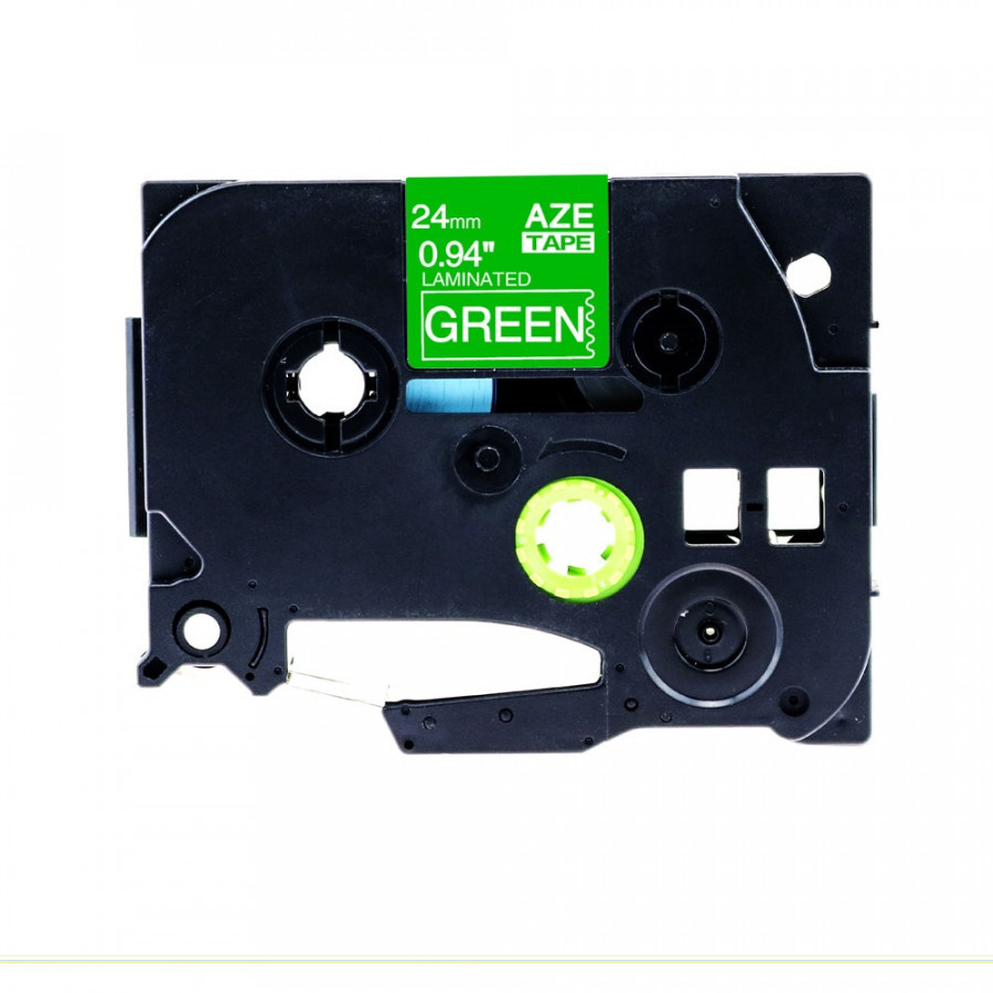 Kompatibilní páska s Brother TZ-755 / TZe-755, 24mm x 8m, bílý tisk / zelený podklad