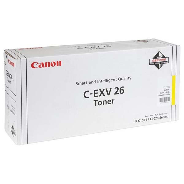 Canon C-EXV26 žltá (yellow) originálny toner.
 
Prečo kúpiť našu originálnu náplň?
 
 

Originálny toner = záruka priamo od výrobcu tlačiarne
100% použitie v tlačiarni - bezproblémové fungovanie s vašou tlačiarňou
Použitím originálnej náplne predlžujete životnosť tlačiarne
Osvedčená špičková kvalita - vysokokvalitná a spoľahlivá tlač originálnou tlačovou kazetou od prvej do poslednej stránky
Trvalé a profesionálne výsledky tlače - dlhodobá udržateľnosť tlače
Kratšie zdržanie pri tlači stránok
Garancia Vašej spokojnosti pri použití našej originálnej náplne
Zabezpečujeme bezplatnú recykláciu originálnych náplní
Zlyhanie náplne v menej ako 1% prípadov
Jednoduchá a rýchla výmena náplne
1657B006