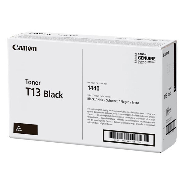 Canon T13 5640C006 čierny (black) originálny toner.
   Originálny toner = záruka priamo od výrobcu tlačiarne 100% použitie v tlačiarni - bezproblémové fungovanie s vašou tlačiarňou Použitím originálnej náplne predlžujete životnosť tlačiarne Osvedčená špičková kvalita - vysokokvalitná a spoľahlivá tlač originálnou tlačovou kazetou od prvej do poslednej stránky Trvalé a profesionálne výsledky tlače - dlhodobá udržateľnosť tlače Kratšie zdržanie pri tlači stránok Garancia Vašej spokojnosti pri použití našej originálnej náplne Zabezpečujeme bezplatnú recykláciu originálnych náplní Zlyhanie náplne v menej ako 1% prípadov Jednoduchá a rýchla výmena náplne  Kód výrobca: 5640C006