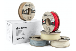 Spectrum 3D filament, PLA specials, 1,75mm, 5x250g, 80754, mix Stone Light, Stone Dark, Thermoactiv Red, Wood OAK, Glow Green