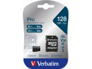 Verbatim paměťová karta Pro MicroSD, 128GB, micro SDXC, 47044, UHS 3 (U3), s adaptérem