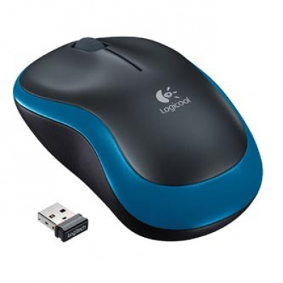 Myš bezdrátová, Logitech M185, modrá, optická, 1000DPI