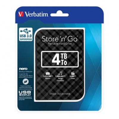 Verbatim externí pevný disk, Store N Go, 2.5", USB 3.0 (3.2 Gen 1), 4TB, 53223, černý