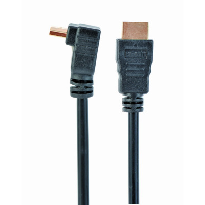 Kabel CABLEXPERT CC-HDMI490-10 HDMI-HDMI 3m, 1.4, M/M stíněný, zlacené kontakty, 90° lomený, černý