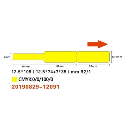 Niimbot štítky na kabely RXL A2K18638301, 12,5x109mm 65ks Yellow pro D11 a D110