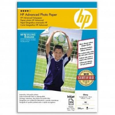 HP Advanced Glossy Photo Paper, foto papír, lesklý, zdokonalený, bílý, A4, 250 g/m2, 25 ks, Q5