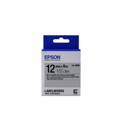 Epson LabelWorks LK-4SBM C53S654019 12mm x 9m, černý tisk / stříbrný podklad, fluorescenční, originální páska