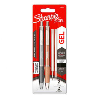 Sharpie 2162643, gelové pero S-Gel Metal, černé, 2ks, 0.7mm, navíc 2 náplně