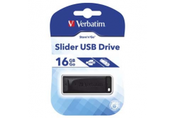 Verbatim USB flash disk, USB 2.0, 16GB, Slider, Store N Go, černý, 98696, USB A, s výsuvným konektorem