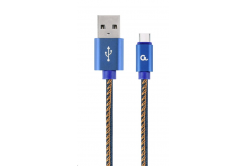 Kabel CABLEXPERT CC-USB2J-AMCM-2M-BL USB 2.0 AM na Type-C kabel (AM/CM), 2m, opletený, jeans, blister, PREMIUM QUALITY