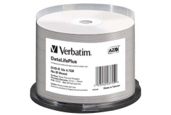 Verbatim DVD-R, DataLifePlus Wide Thermal Printable - No ID Brand, 43755, 4.7GB, 16x, spindle, 50-pack, 12cm, pro archivaci dat