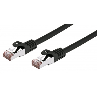 Kabel C-TECH CB-PP6F-05BK patchcord Cat6, FTP, černý, 0,5m