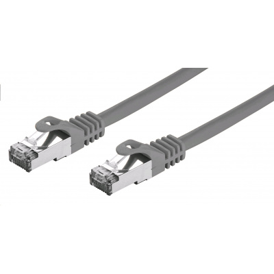 Kabel C-TECH patchcord Cat7, S/FTP, šedý, 0,5m