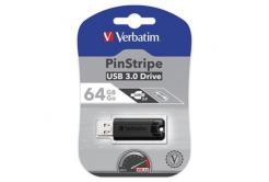 Verbatim USB flash disk, USB 3.0, 64GB, PinStripe, Store N Go, černý, 49318, USB A, s vysuvnym konektorem