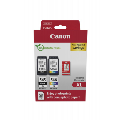 Canon PG-545XL/CL-546XL/GP-501 8286B011 barevná (color) sada originální cartridge + fotopapír 10x15