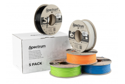 Spectrum 80747 3D filament, Premium PLA, 1,75mm, 5x250g, mix Polar White, Deep Black, Lion Orange, Pacific Blue, Lime Green