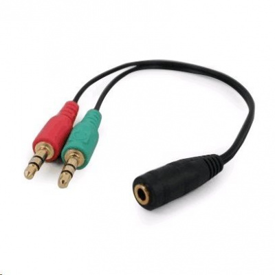 Kabel CABLEXPERT CCA-418 rozdvojka jack 3,5mm (4 pólový) na 2x3,5mm F/M, 20cm, černý