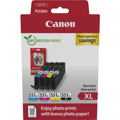 Canon CLI-551XL 6443B008 barevná (CMYK) sada originální cartridge