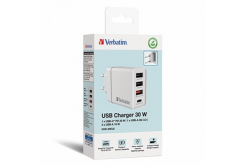 Verbatim Síťový adaptér 30W, 4 porty, 1x USB-C, 3x USB-A