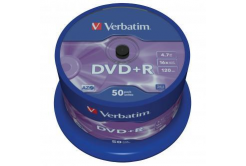 Verbatim DVD+R, Matt Silver, 43550, 4.7GB, 16x, spindle, 50-pack, bez možnosti potisku, 12cm, pro archivaci dat