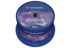 Verbatim DVD+R, Matt Silver, 43550, 4.7GB, 16x, spindle, 50-pack, bez možnosti potisku, 12cm, pro archivaci dat