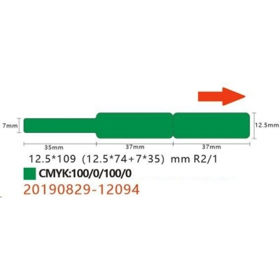 Niimbot štítky na kabely RXL A2K18638901, 12,5x109mm 65ks Green pro D11 a D110