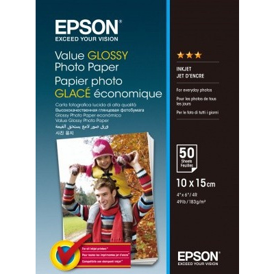 Epson C13S400038 Value Glossy Photo Paper, bílý lesklý foto papír, 10x15cm, 183 g/m2, 50 ks, C13S400038