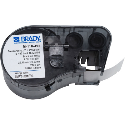 Brady M-118-492 / 143323, FreezerBondz Labelmaker Labels, 25.40 mm x 9.53 mm, 9.53 mm, 