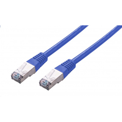 Kabel C-TECH CB-PP5F-05B patchcord Cat5e, FTP, modrý, 0,5m