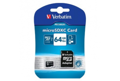 Verbatim paměťová karta Micro Secure Digital Card Premium, 64GB, micro SDXC, 44084, UHS-I U1 (Class 10), s adaptérem