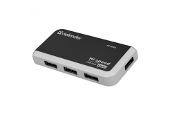 USB (2.0) hub 4-port, Quadro Infix, černo-šedá, Defender, LED indikátor, kompaktní