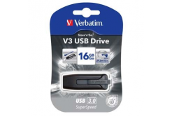 Verbatim USB flash disk, USB 3.0, 16GB, V3, Store N Go, černý, 49172, USB A, s výsuvným konektorem