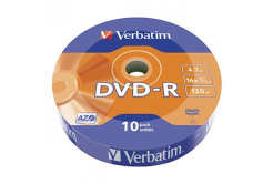 Verbatim DVD-R, Matt Silver, 43729, 4.7GB, 16x, cake box, 10-pack, bez možnosti potisku, 12cm, pro archivaci dat